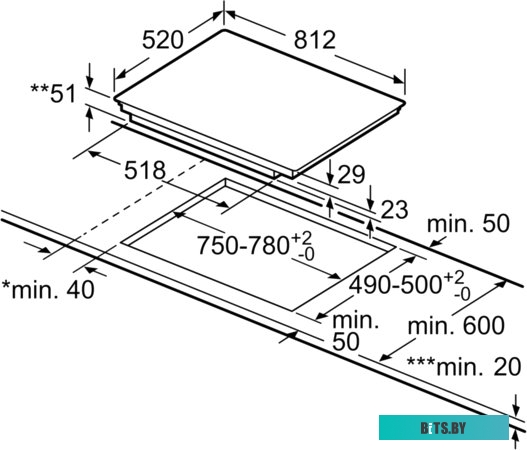 EX875LVC1E Встраиваемая электрическая панель Siemens/ индукционная, 81.20х52 см, количество конфорок: 5, материал панели: стеклокерамика, установка: н