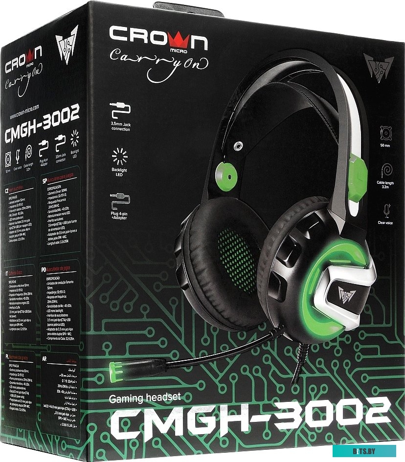 Наушники игровые Crown CMGH-3002 Black&green