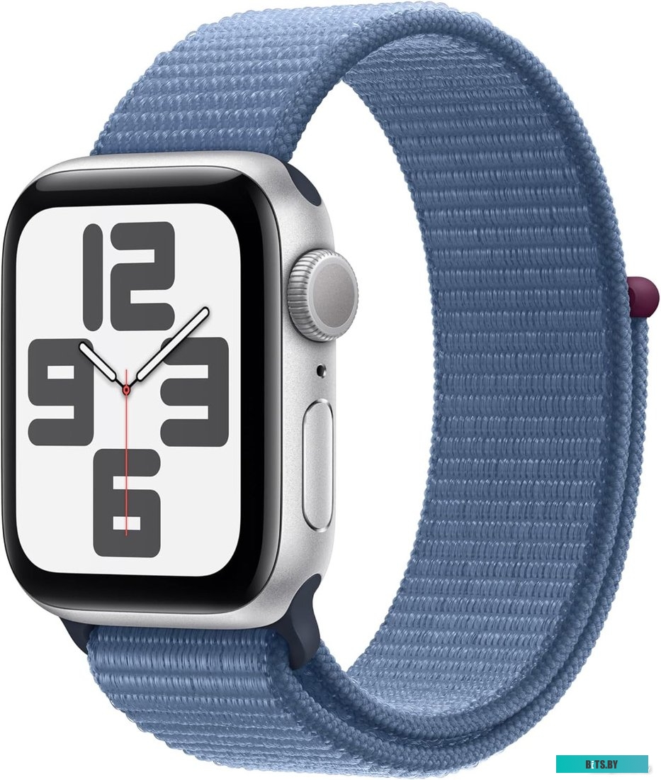 Умные часы Apple Watch SE 2 40 мм (алюминиевый корпус, серебристый/синий шторм, нейлоновый ремешок)