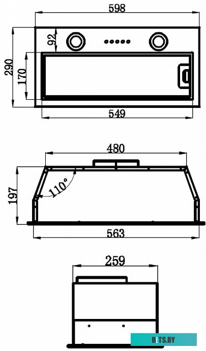 КА-00014222 Встраиваемая вытяжка MAUNFELD 601M, управление кнопочное, нержавеющая сталь [ка-00014222]