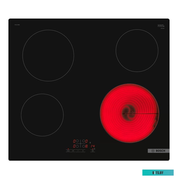 PKE611BB2E Serie 4, электрическая варочная поверхность, стеклокерамика, черная, ширина 60 см, 4 конфорки, управление TouchSelect, функция ReStart, инд