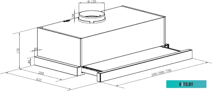 УТ000008536 Встраиваемая вытяжка MAUNFELD VS Light 60, управление кулисные переключатели, белый [ут000008536]