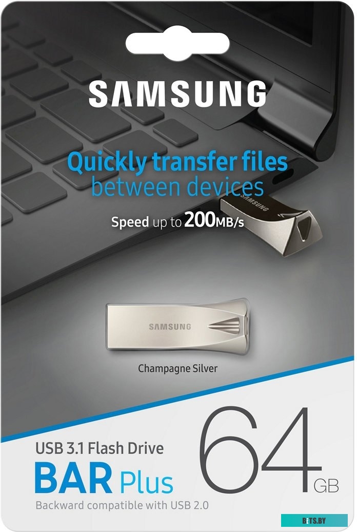 USB накопитель (Флешка) Samsung BAR Plus 64GB (серебристый) <MUF-64BE3/APC>