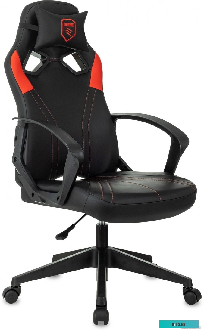 ZOMBIE 50 BR Кресло игровое Zombie 50 черный/красный эко.кожа крестов. пластик пластик черный