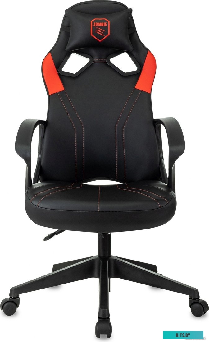 ZOMBIE 50 BR Кресло игровое Zombie 50 черный/красный эко.кожа крестов. пластик пластик черный
