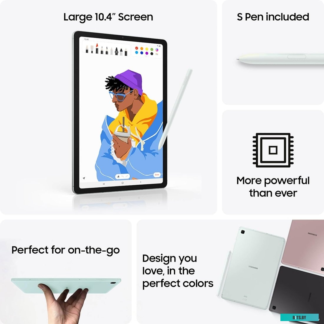 Планшет Samsung Galaxy Tab S6 Lite SM-P620 10.4", 4GB, 64GB, Wi-Fi, Android 14, мятный