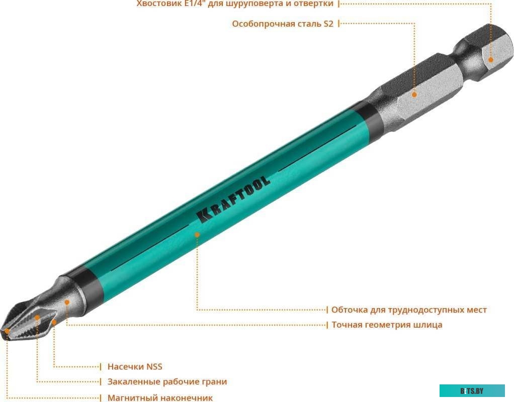 26122-2-100-10 Набор бит Kraftool 26122-2-100-10,  шестигранный (1/4HEX - E),  10шт