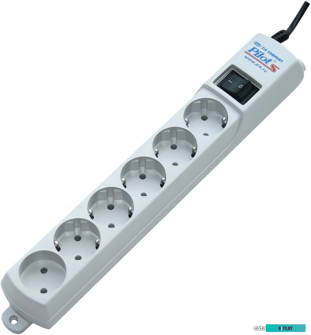 Сетевой фильтр (удлинитель) ZIS Pilot S 6 розеток, 10 м, серый