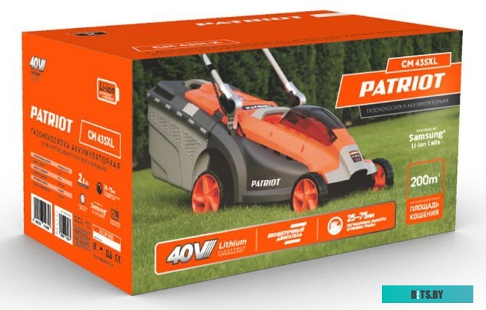 512201435 Газонокосилка аккумуляторная Patriot CM 435 XL,  37см, несамоходная,  2.5Ач, с ЗУ [512201435]