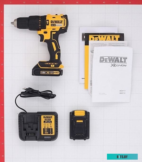DCD778S2T-QW Ударная дрель-шуруповерт DeWALT DCD778S2T, 1.5Ач,  с двумя аккумуляторами [dcd778s2t-qw]