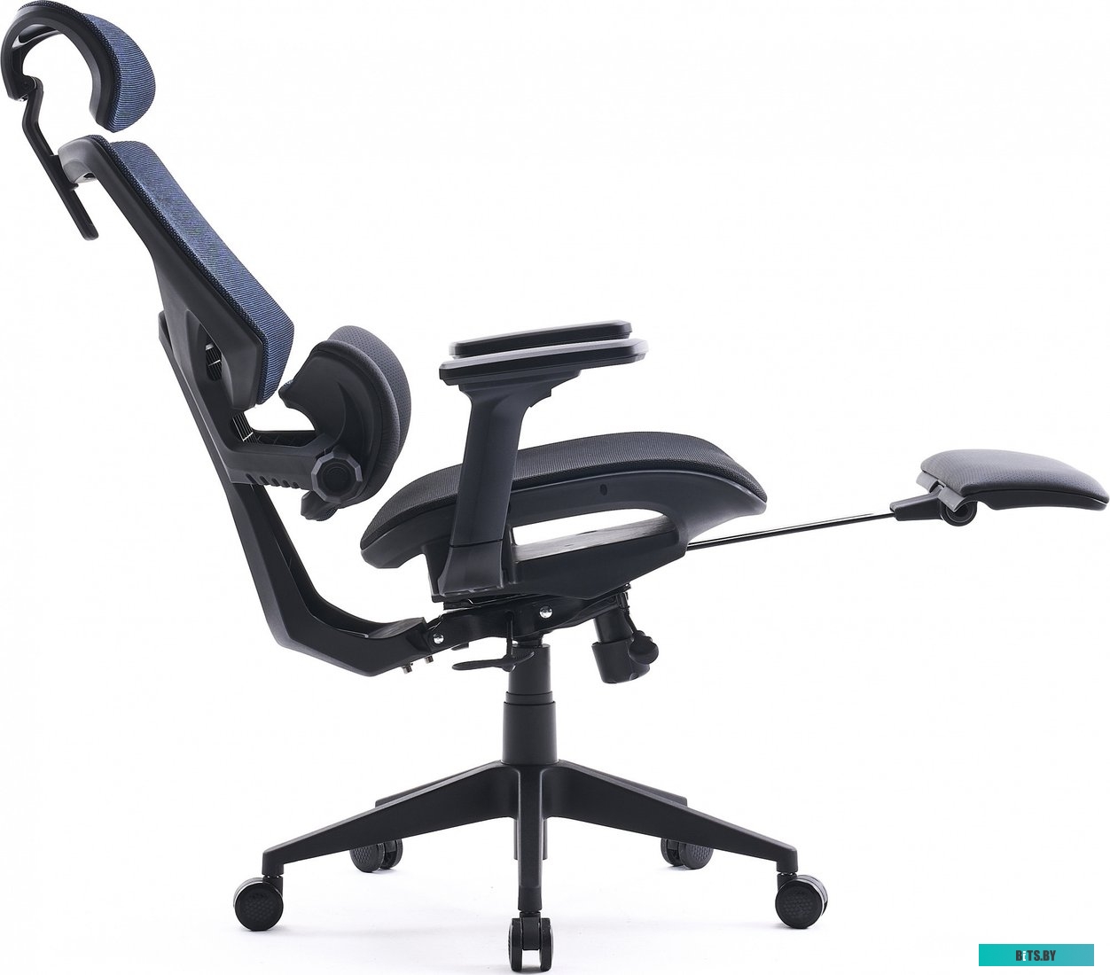 CS-CHR-MC01-BLBK Кресло Cactus CS-CHR-MC01-BLBK синий сиденье черный сетка/ткань с подголов. крестов. пластик подст.для ног