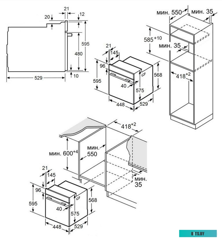 EOEC516S Шкаф духовой электрический MAUNFELD EOEC516S/ 448х546х595 мм, Независимый тип установки, класс энергопотребления А,  7 основных режимов,  мех
