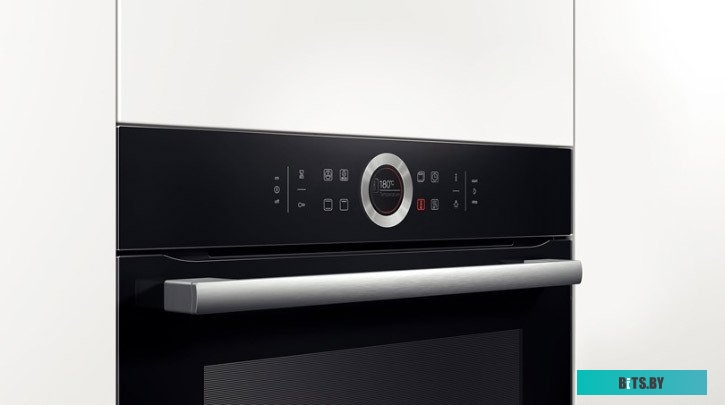 HBG633NB1 Serie 8, Встраиваемый духовой шкаф, черный, 10 режимов, цветной текстовый дисплей, 2 дисплея с TouchControl, ControlRing, самоочистка EcoCle