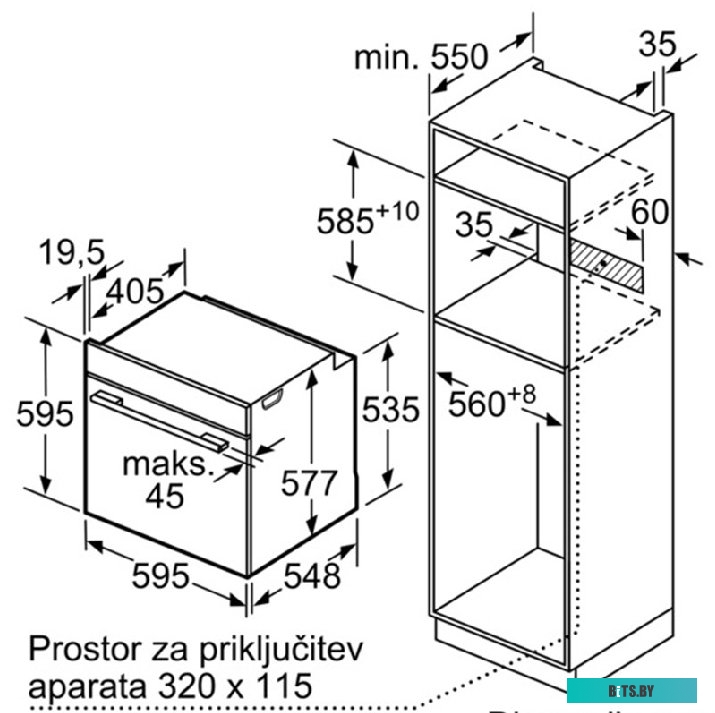 HBG633NB1 Serie 8, Встраиваемый духовой шкаф, черный, 10 режимов, цветной текстовый дисплей, 2 дисплея с TouchControl, ControlRing, самоочистка EcoCle