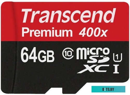 Карта памяти Transcend microSDXC UHS-I 400x Premium (Class 10) 64GB (TS64GUSDU1)