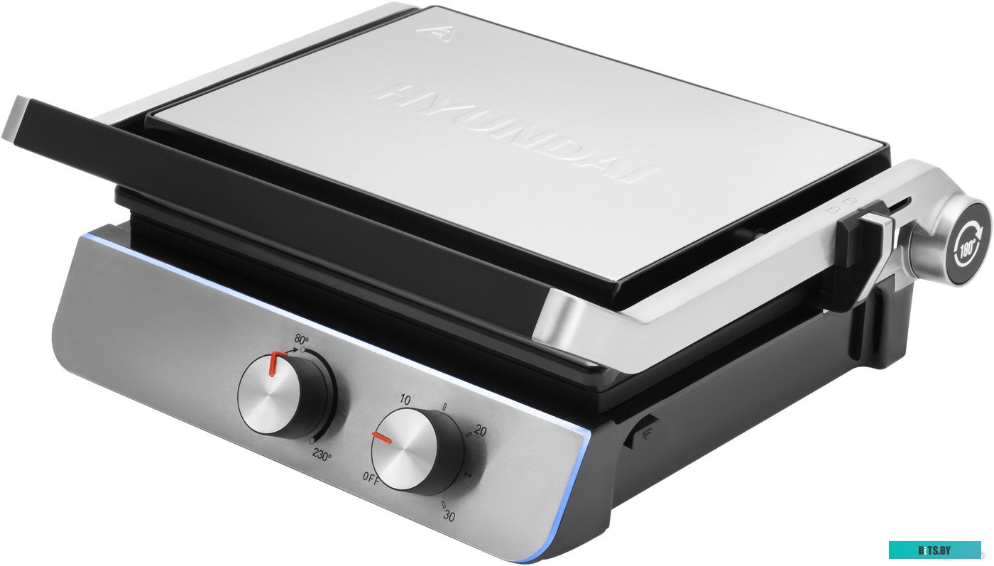 HYG-4046 Электрогриль Hyundai HYG-4046,  черный и серебристый