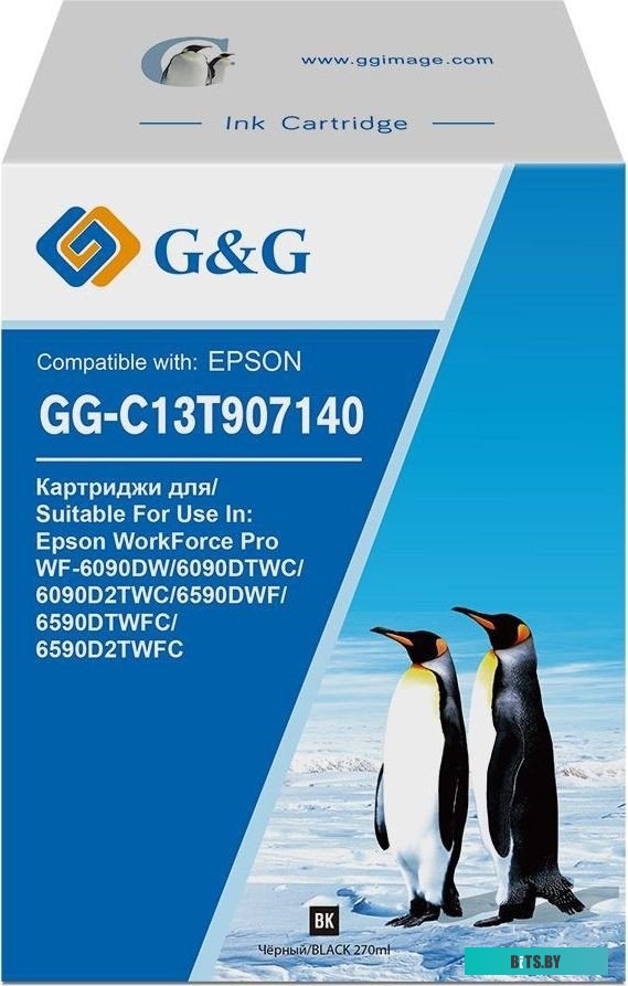 Картридж G&G GG-C13T907140 струйный черный (270мл) для Epson WorkForce Pro WF-6090DW/6090DTWC/6090D2TWC/6590DWF
