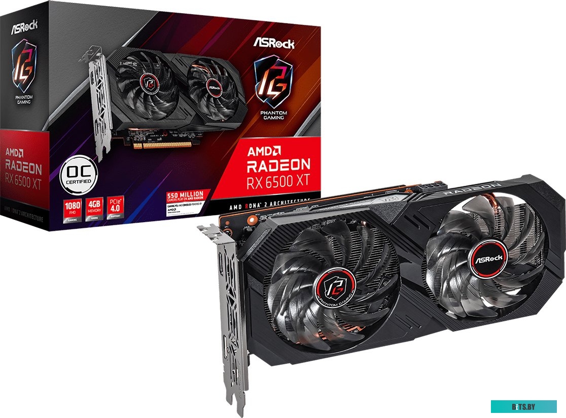 Видеокарта ASRock Radeon RX 6500 XT Phantom Gaming D 4GB OC RX6500XT PGD 4GO