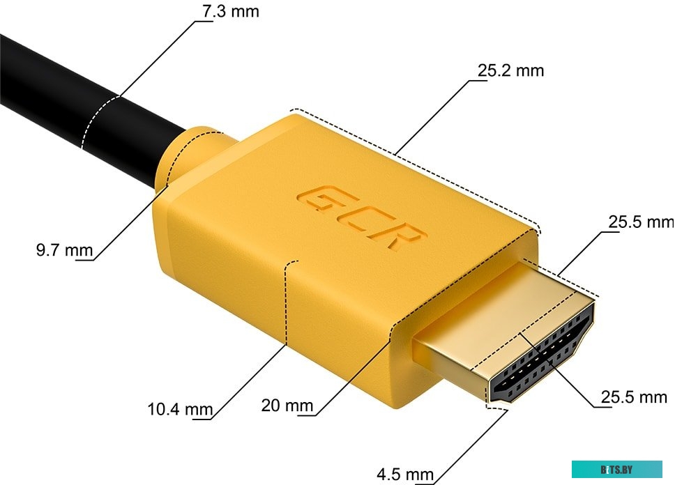GCR-HM440-3.0m GCR Кабель 3.0m HDMI версия 1.4, черный, желтые коннекторы, OD7.3mm, 30/30 AWG, позолоченные контакты, Ethernet 10.2 Гбит/с, 3D, 4K GCR