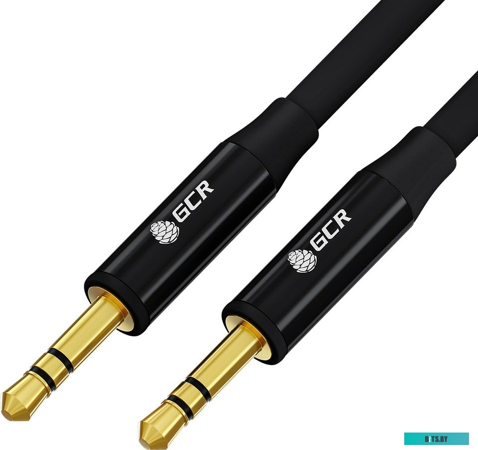 GCR-53496 GCR Кабель 1.0m аудио jack 3.5mm/jack 3.5mm черный, GOLD, AL case черный, M/M, GCR-53496