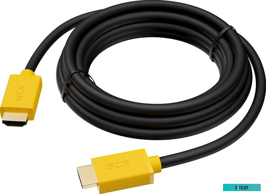 GCR-HM440-3.0m GCR Кабель 3.0m HDMI версия 1.4, черный, желтые коннекторы, OD7.3mm, 30/30 AWG, позолоченные контакты, Ethernet 10.2 Гбит/с, 3D, 4K GCR