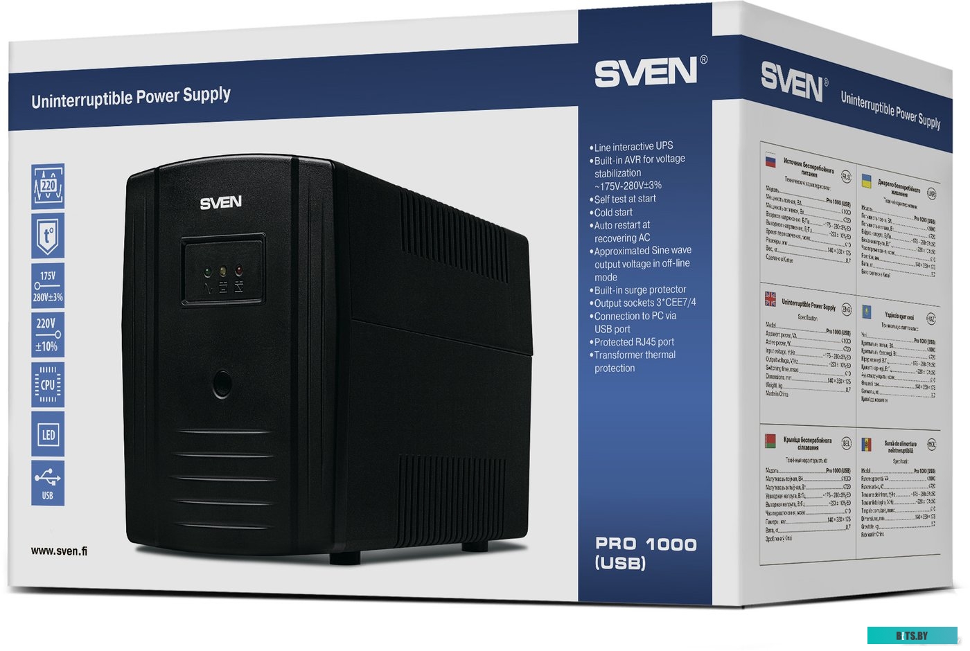 Источник бесперебойного питания (ИБП) Sven Pro 1000 (USB) <SV-013868>