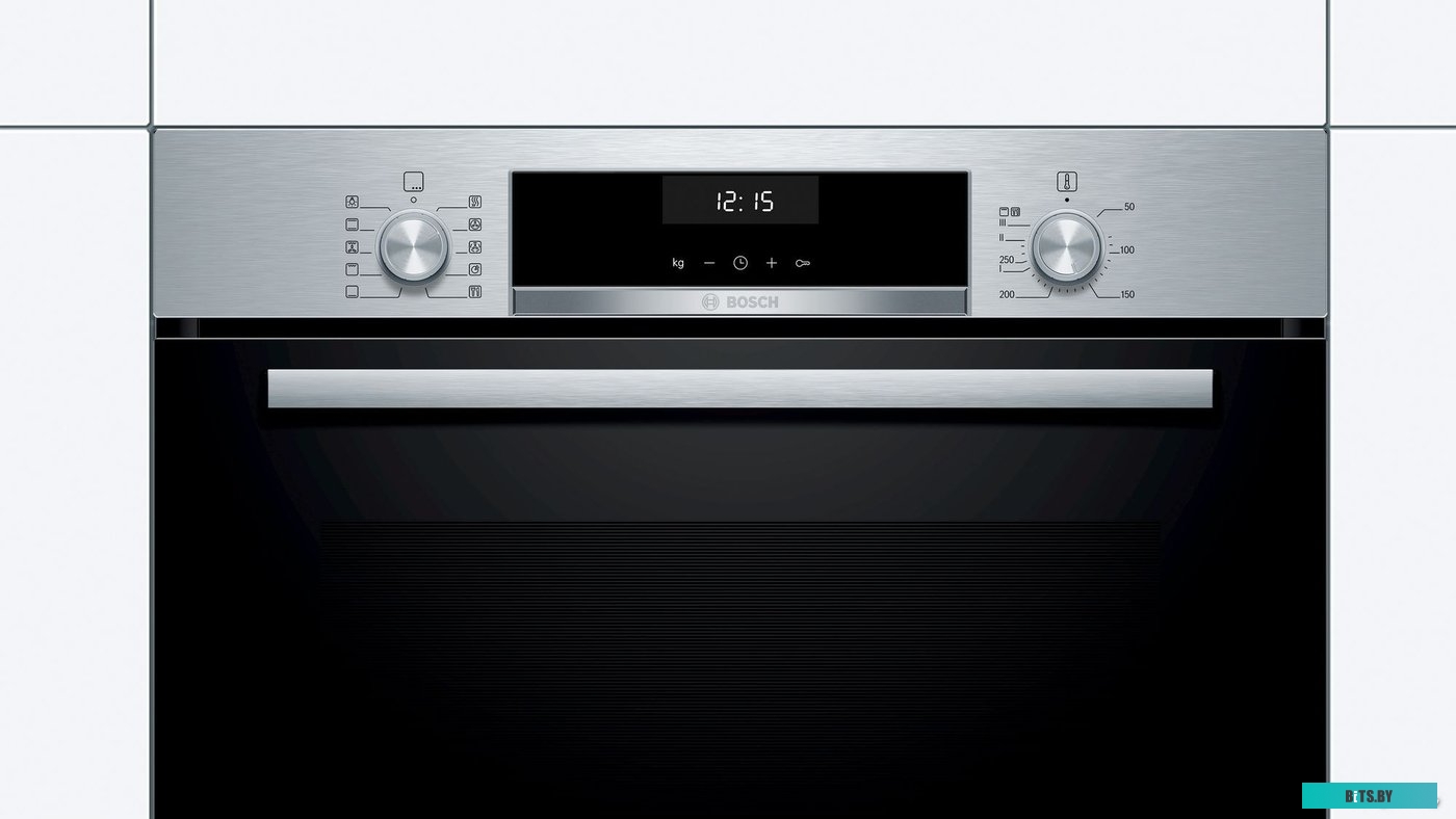 HBG517ES0R Serie   6, духовой шкаф, нержавеющая сталь, 7 режимов, 2-х слойное остекление, LCD-дисплей, утапливаемые переключатели, галогенное освещени