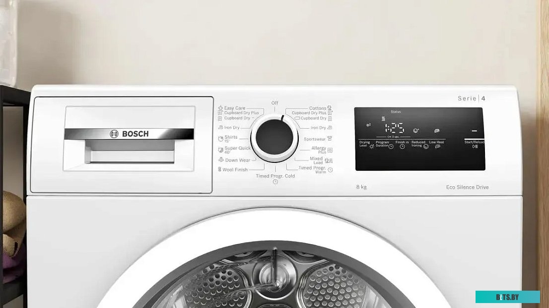 WTN86201ME 84.2х59.8х61.3 см, Serie 4, конденсационный сушильный барабан, 8кг, белый цвет,QuickDry Auto program,AutoDry,EcoSilence™ Motor