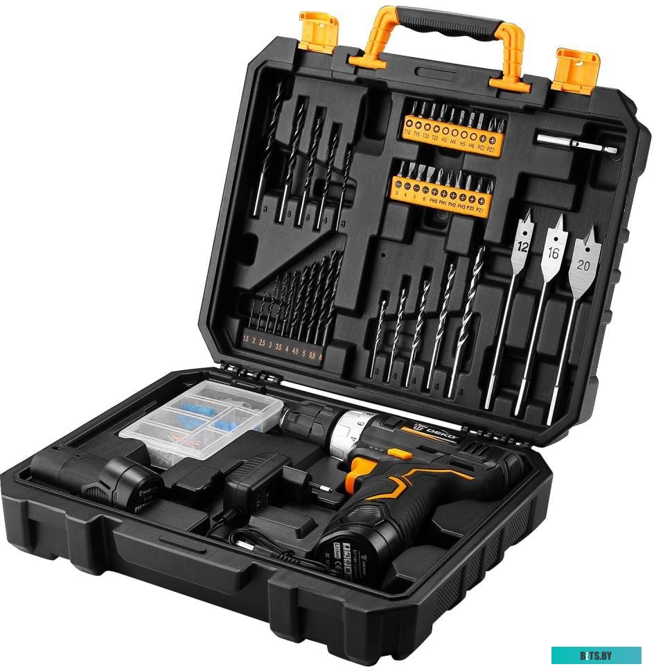 Дрель-шуруповерт Deko GCD12DU3 SET 5 063-4147 (с 2-мя АКБ, кейс, набор оснастки)