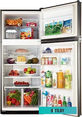 SJPC58ABK Холодильник Sharp/ 167.2x70x72, объем камер 329+108, No Frost, морозильная камера сверху, черный