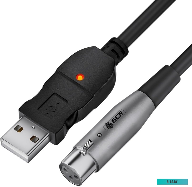 GCR-53044 GCR Кабель 3.0m микрофонный USB/XLR черный, GCR-53044