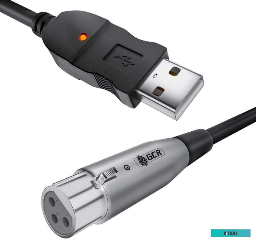 GCR-53044 GCR Кабель 3.0m микрофонный USB/XLR черный, GCR-53044