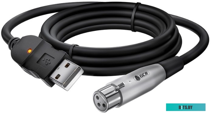 GCR-53044 GCR Кабель 3.0m микрофонный USB/XLR черный, GCR-53044