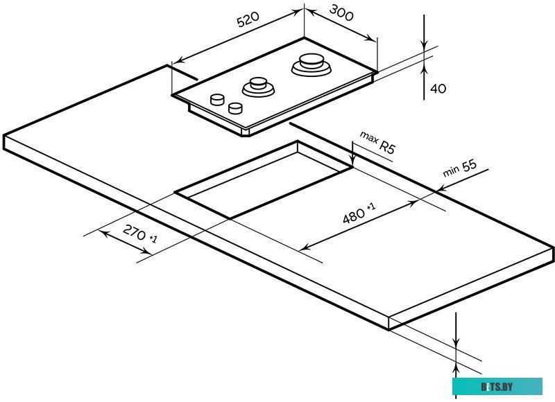 CHAO000415 Газовая варочная поверхность Lex GVG 324 BBL черный