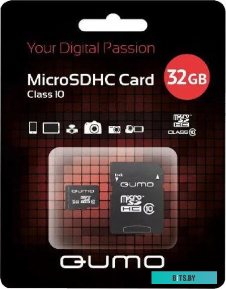 Карта памяти Qumo microSDHC QM32GMICSDHC10U3 32GB (с адаптером)