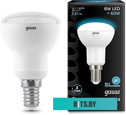 106001206 Лампа светодиодная Gauss R50 6Вт цок.:E14 рефлек. 220B 4100K св.свеч.бел.нейт. (упак.:10шт) (106001206)
