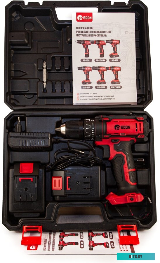 Дрель-шуруповерт Edon AD-21A (с 2-мя АКБ, кейс)