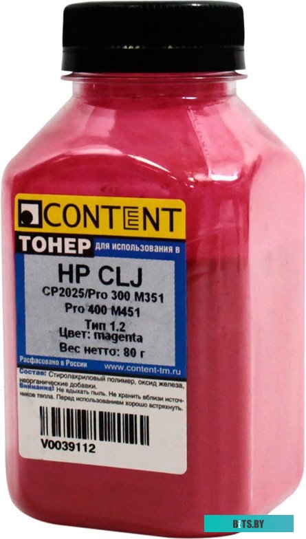Тонер Content для HP CLJ CP2025/Pro 300 M351/Pro 400 M451 Тип 1.2 80 г <1010100424>