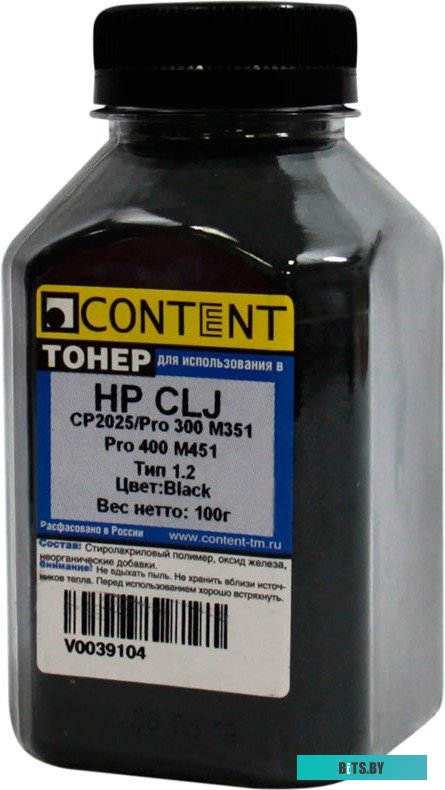 Тонер Content для HP CLJ CP2025/Pro 300 M351/Pro 400 M451 Тип 1.2 100 г <1010100404>
