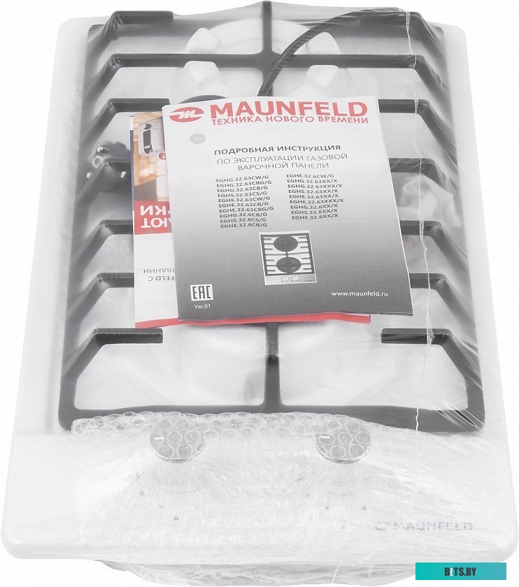 КА-00013562 Газовая варочная панель MAUNFELD EGHE.32.6CW/G,  независимая,  белый