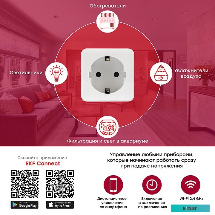 Умная розетка EKF Сonnect Wi-Fi (белый) <RCS-1-WF>