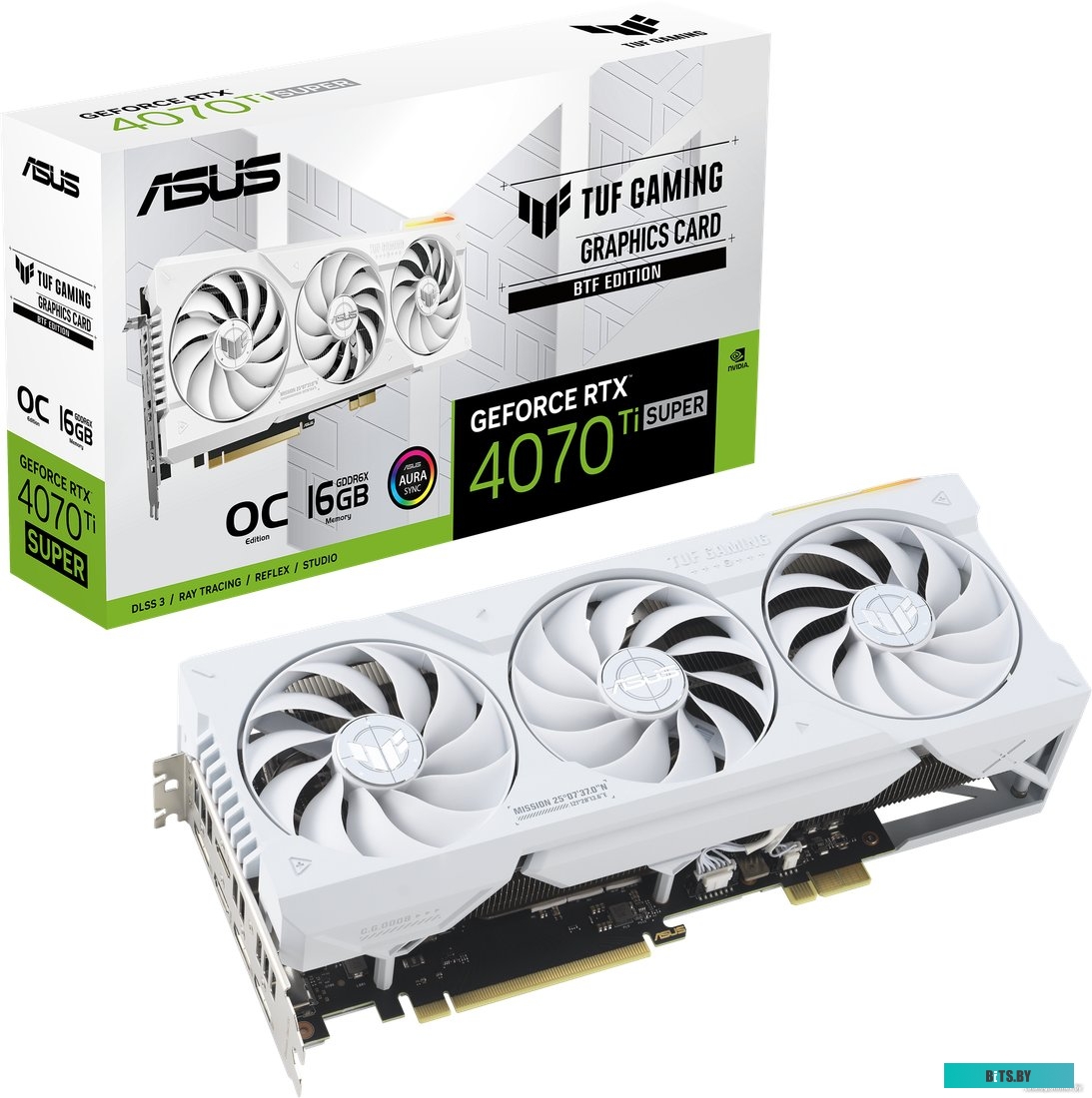 Видеокарта ASUS TUF Gaming GeForce RTX 4070 Ti Super BTF White OC Edition TUF-RTX4070TIS-O16G-BTF-WHITE