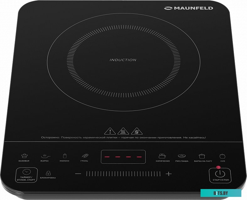 EVI.F291-BK Электрическая домино MAUNFELD/ Домино,  Электрическая индукционная настольная плитка, сенсорное управление, таймер, замок от детей, черная