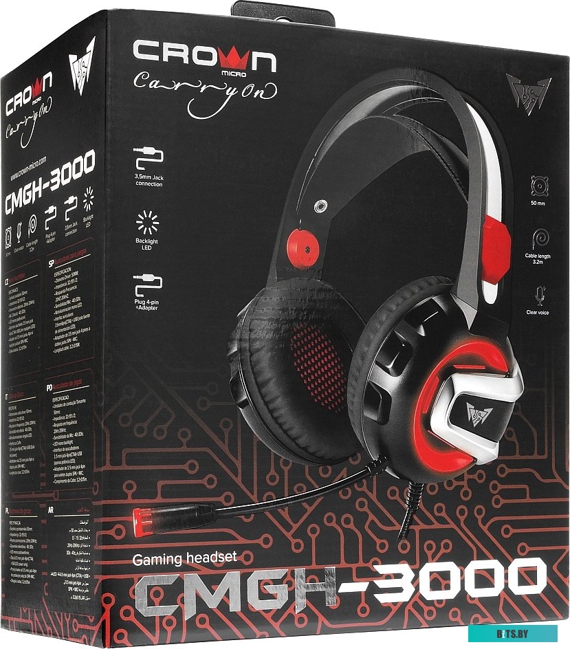 Наушники игровые Crown CMGH-3000 Black&red
