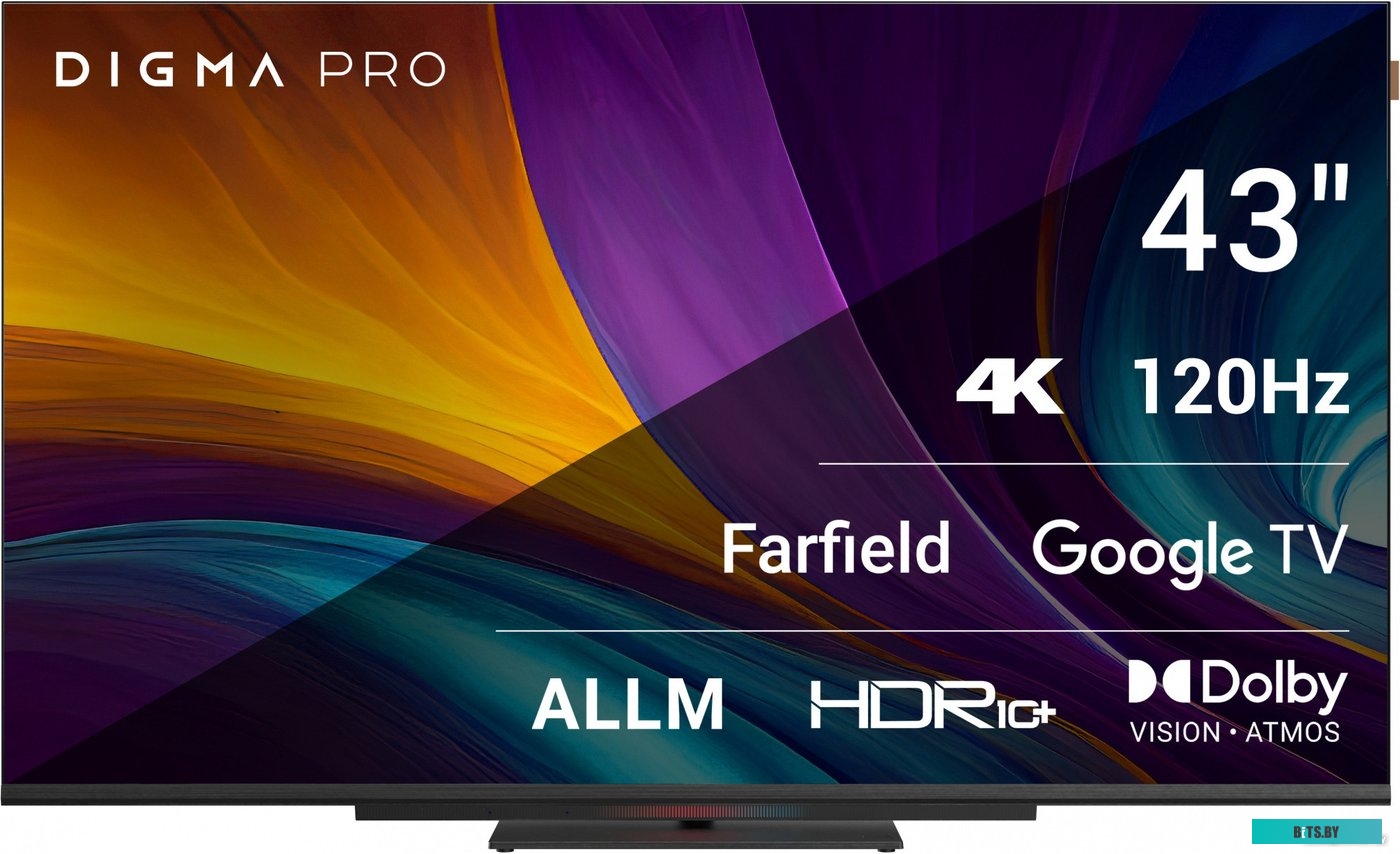 Телевизор LED Digma Pro 43" UHD 43C Google TV Frameless черный/черный 4K Ultra HD 120Hz HSR DVB-T DVB-T2 DVB-C DVB-S DVB-S2