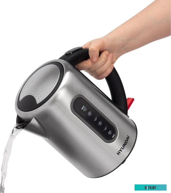 HYK-S9909 Чайник электрический Hyundai HYK-S9909 1.7л. 2200Вт серебристый матовый/черный корпус: стекло