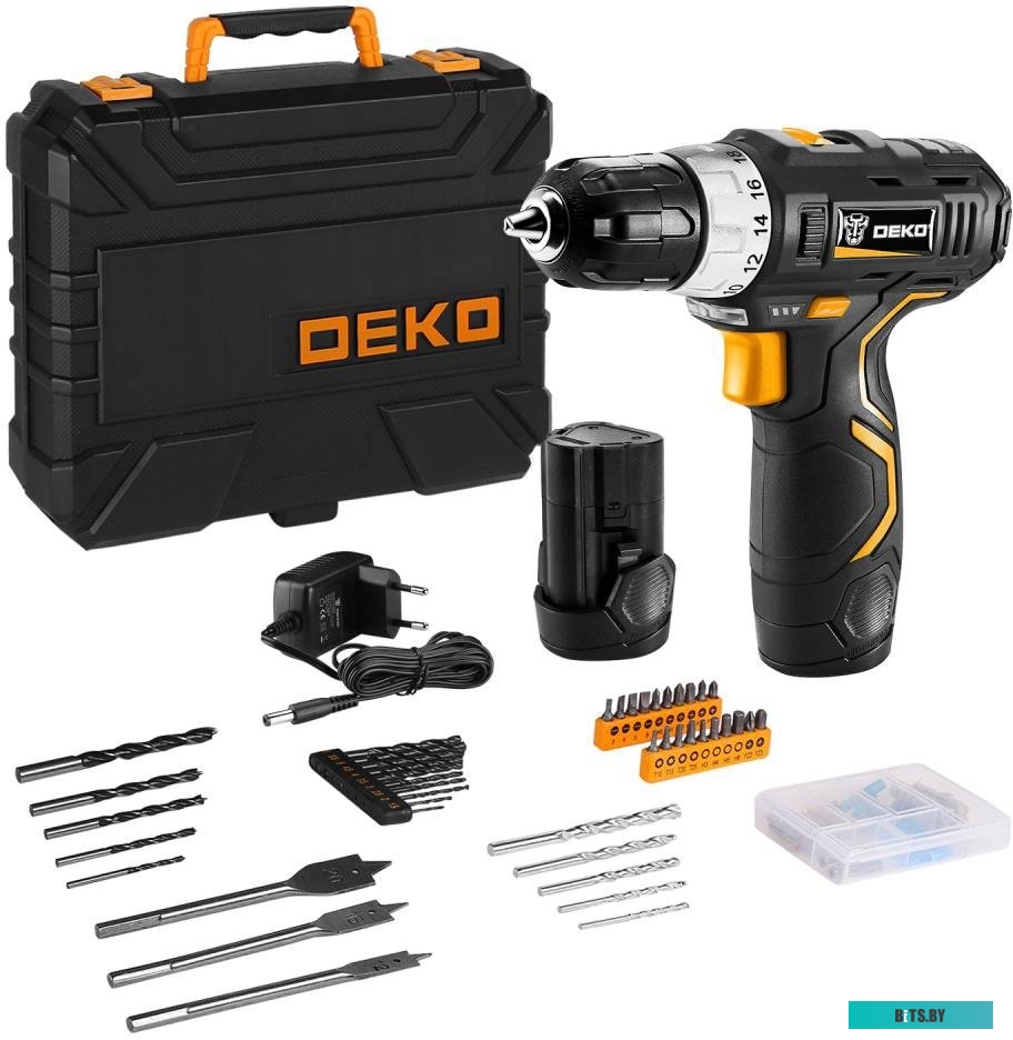 Дрель-шуруповерт Deko GCD12DU3 SET 5 063-4148 (с 2-мя АКБ, кейс, набор оснастки)