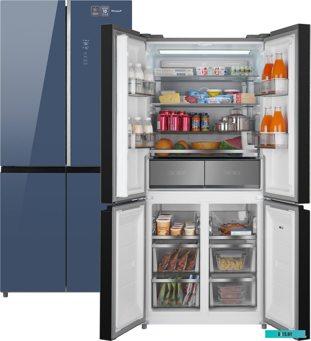 431544 Холодильник двухкамерный WEISSGAUFF WRK 1850 D Full NoFrost White Glass Full No Frost, белое стекло