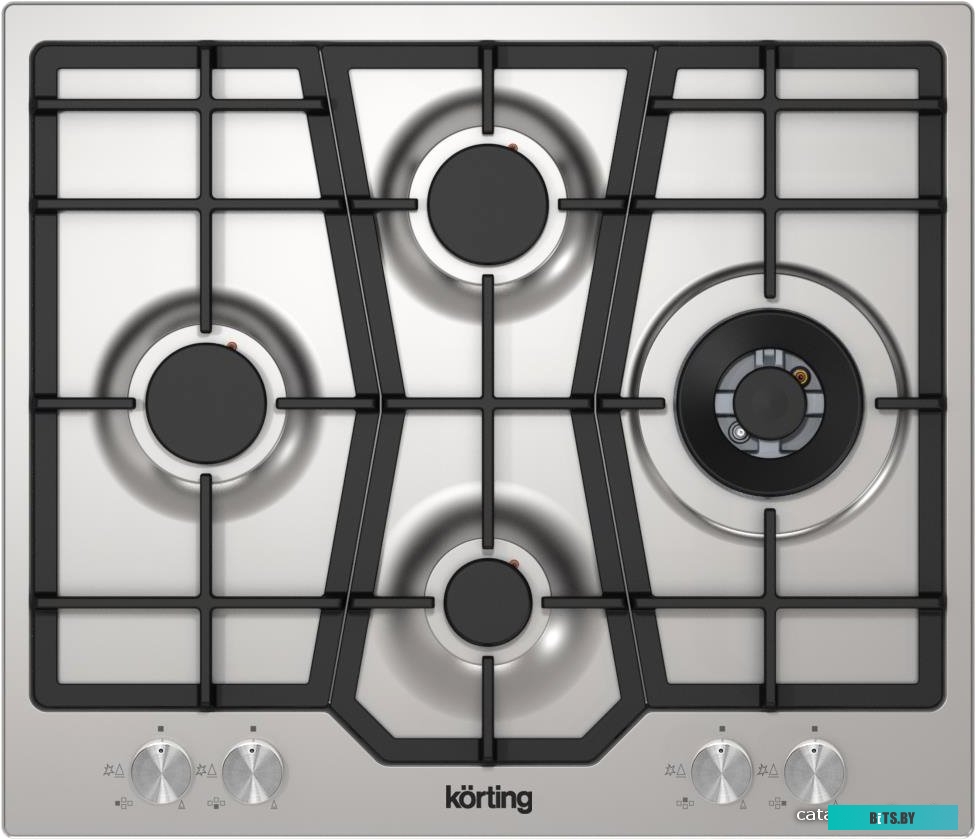 HG 631 CTX Встраиваемая варочная панель/ Газ,  Steel Pro, 60x51 см, газовая, независимая, ромбовидное расположение конфорок, электроподжиг, газ-контро