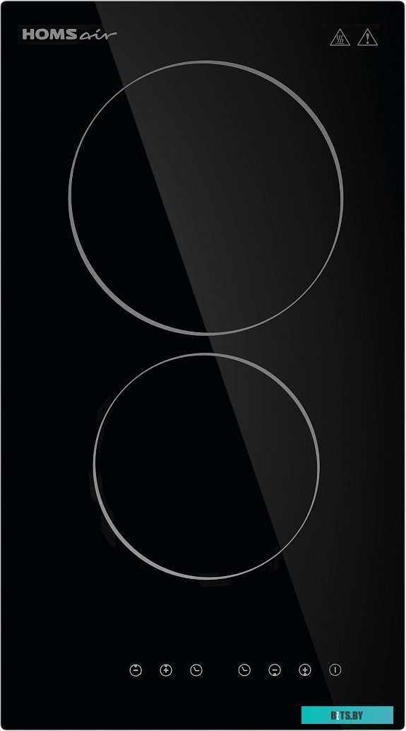 HVC32BK Электрическая домино HOMSair/ домино, электрическая, 290х520х52 мм, сенсорное управление, 2 конфорки, стеклокерамика, черный цвет
